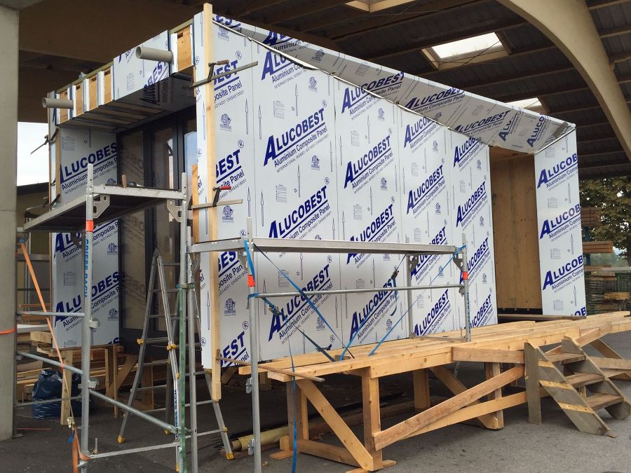 Herstellung des Pegelhauses im Werksgelände Herstellung des Pegelhauses im Werksgelände